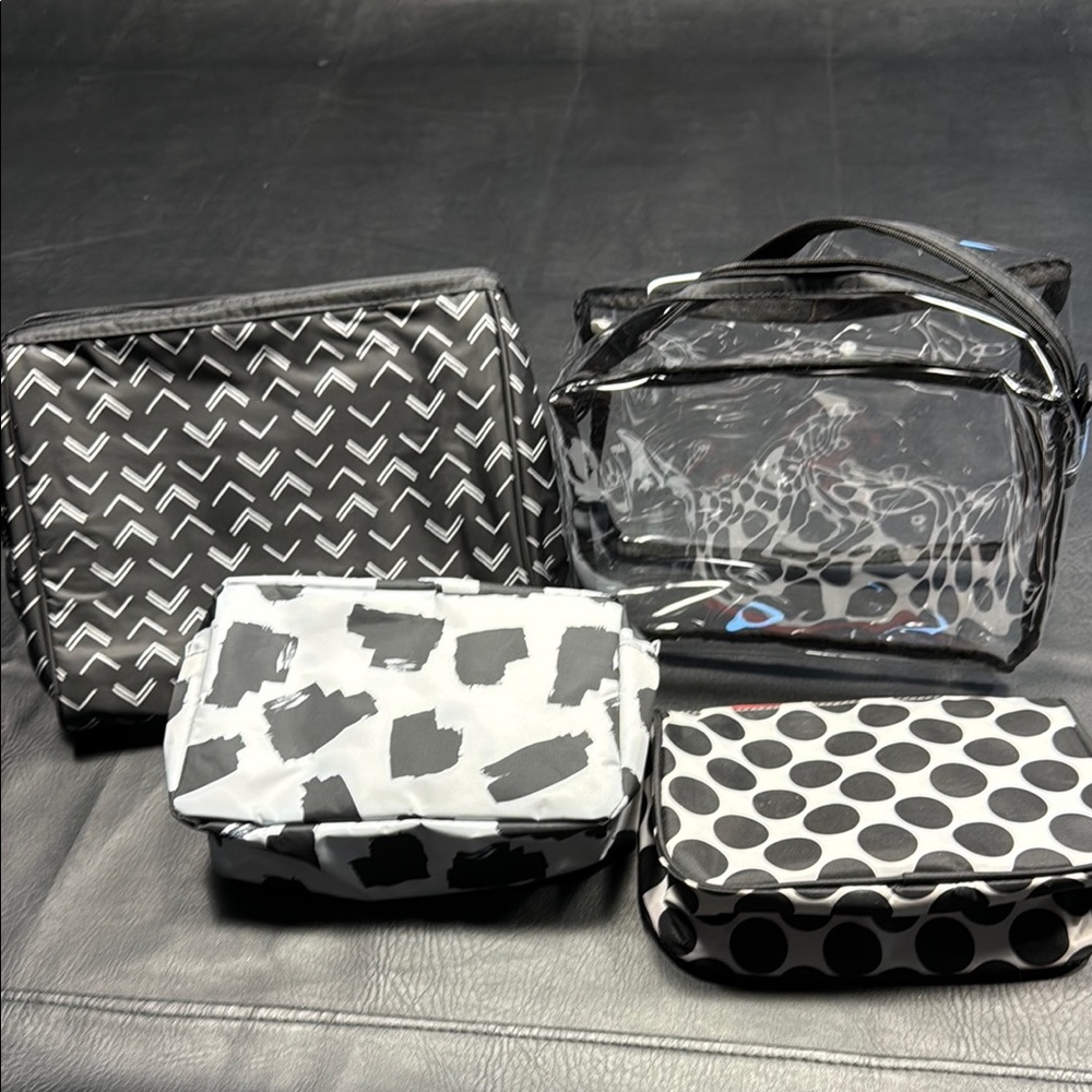 Thirty-One Black and White Cosmetic Bags Set